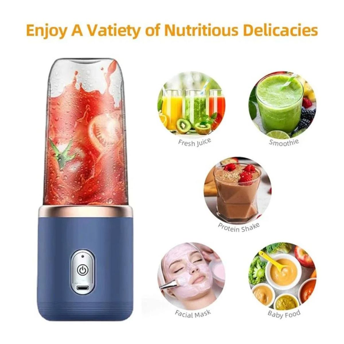 GENERICO - Mini Licuadora 400ML Mezclador Portatil 6 Cuchillas Usb