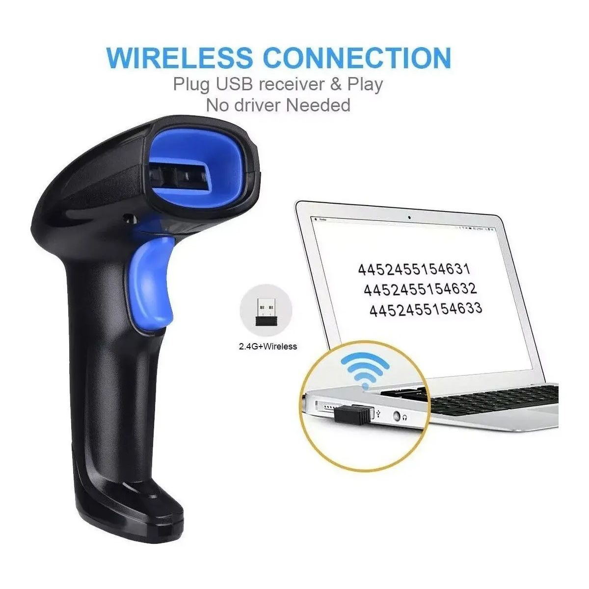 GENERICO - Scanner Lector De Códigos De Barra Con Soporte , Inalámbrico Labg