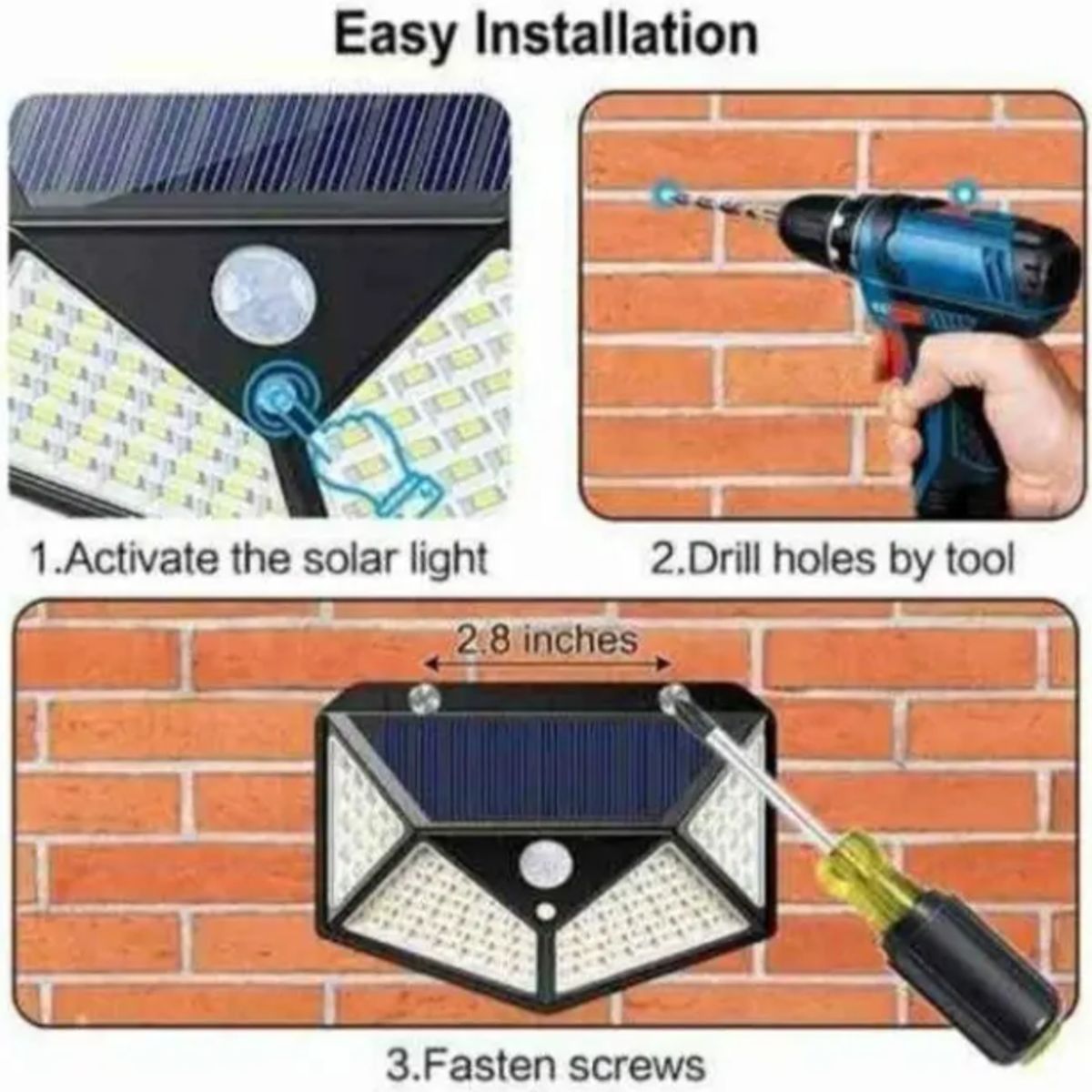 GENERICO - FOCO SOLAR CON LUZ LED Y SENSOR DE MOVIMIENTO
