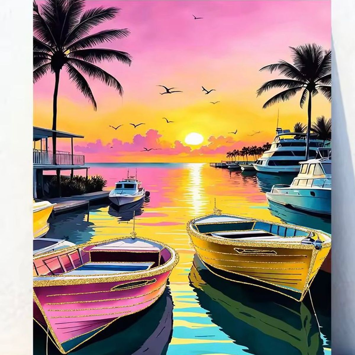 GENERICO - Pintura Por Números 40x50 Botes al Atardecer