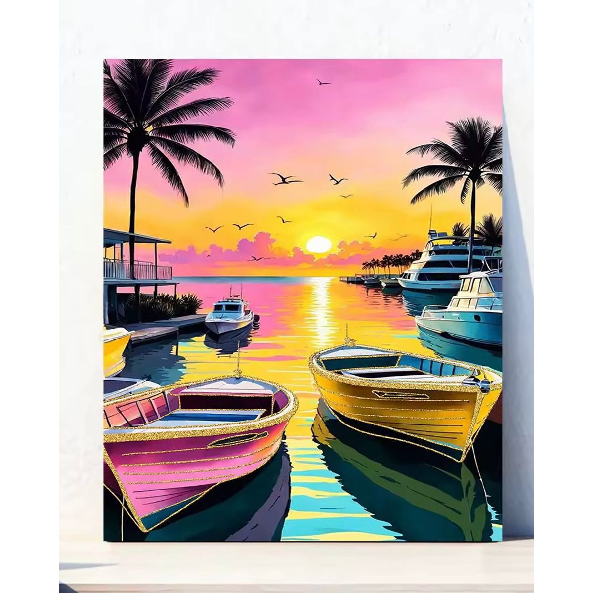 GENERICO - Pintura Por Números 40x50 Botes al Atardecer