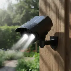 GENERICO - Cámara Falsa Domo Solar Con Led Y Sensor De Movimiento Exterior Negro