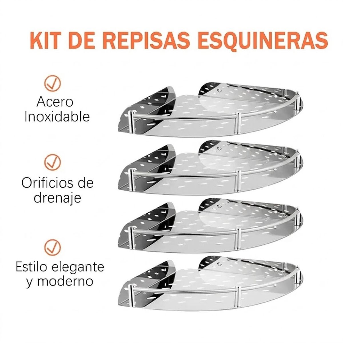 GENERICO - Set 4 Organizador Esquinero Ducha Acero Inoxidable Repisa