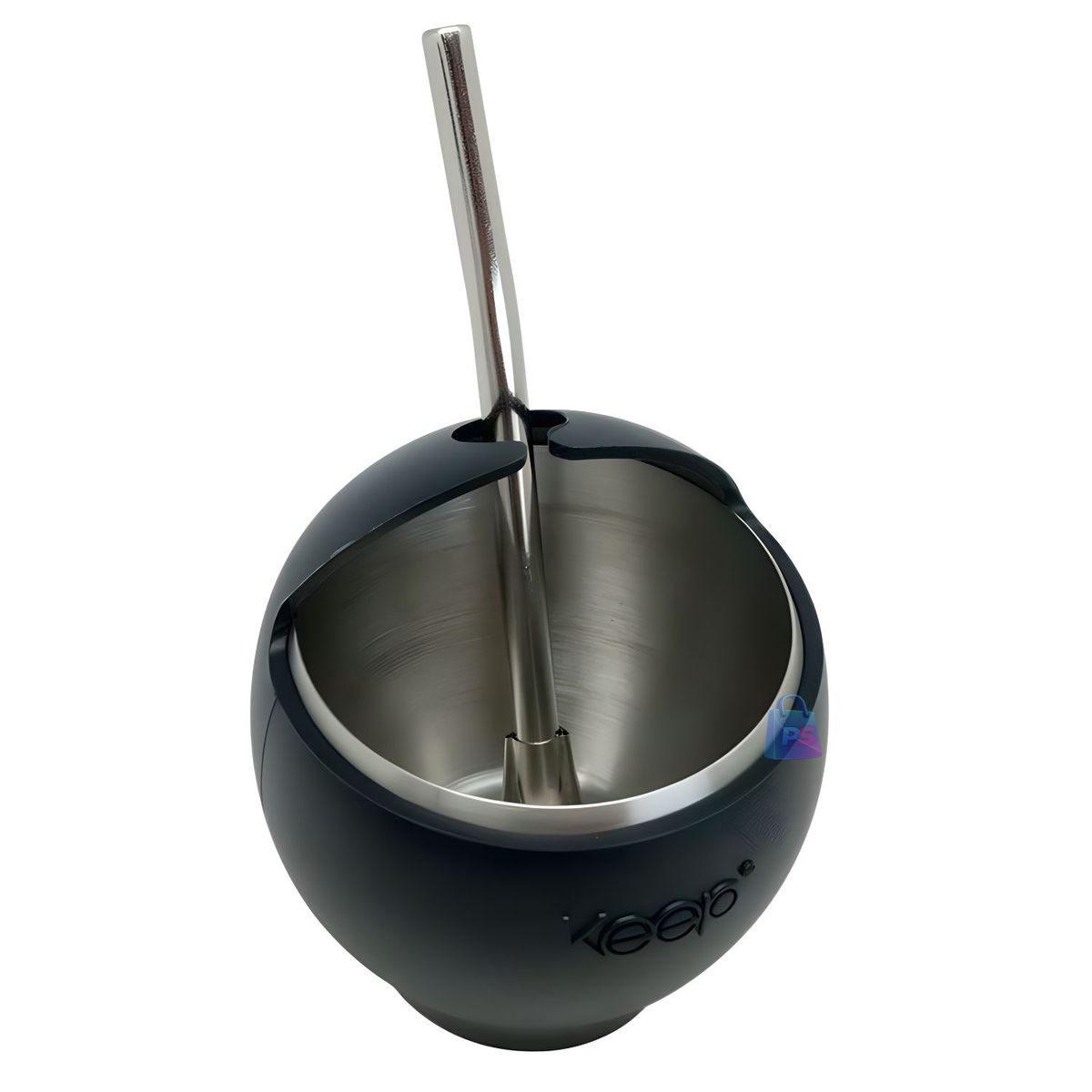 KEEP - Mate Acero Inoxidable 230ml con Bombilla Negro - PS