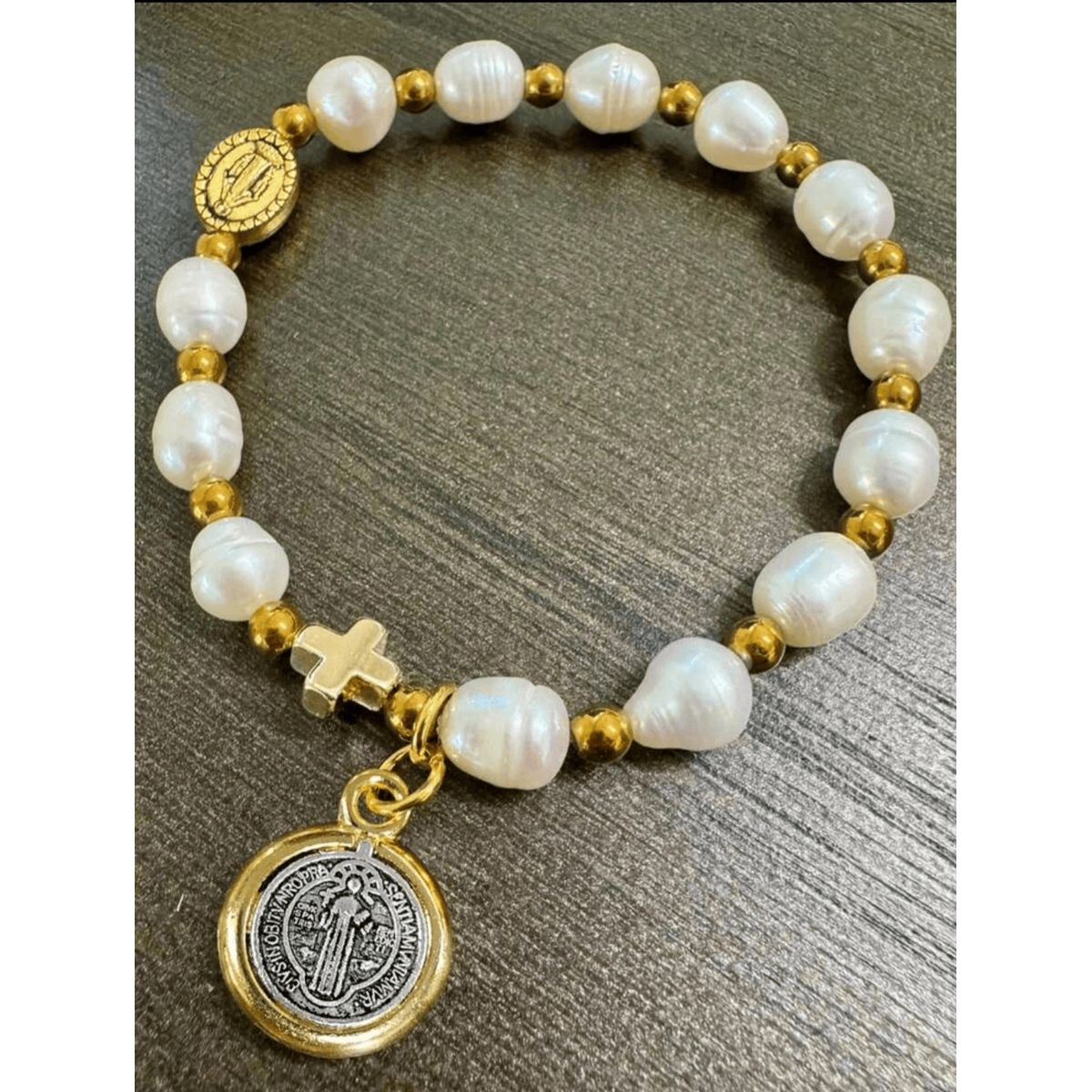 GENERICO - Pulsera elasticada VIRGEN y San Benito