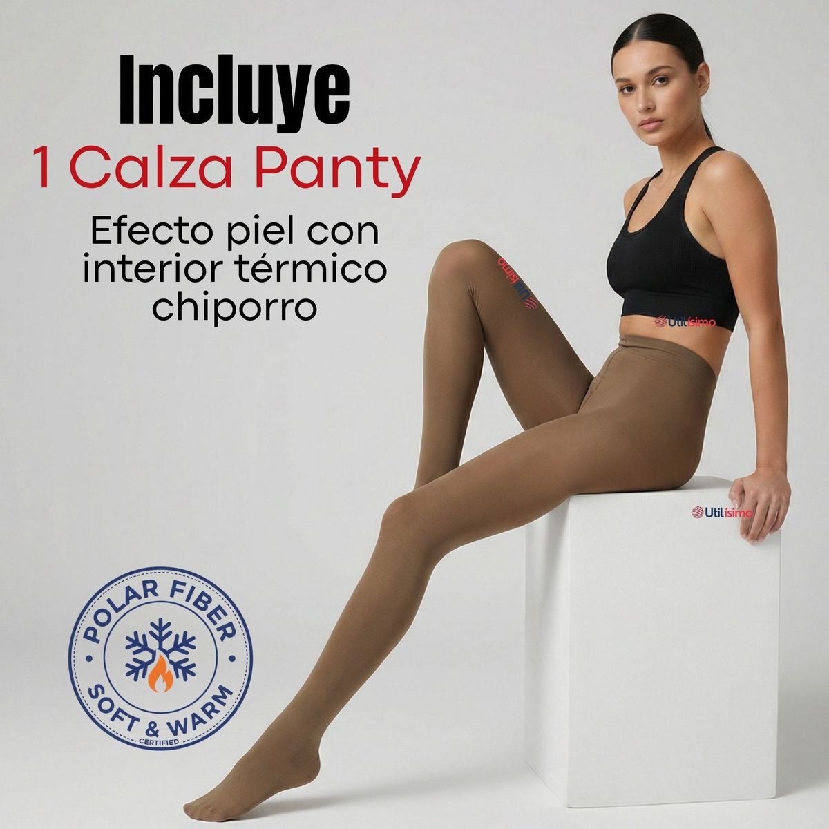 UTILISIMO - Calza Panty Efecto Piel Polar Térmica Con Chiporro Mujer Elasticada
