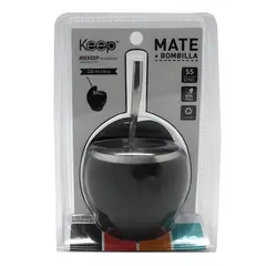 KEEP - Mate 230ml Acero Inoxidable con Bombilla Negro - SC