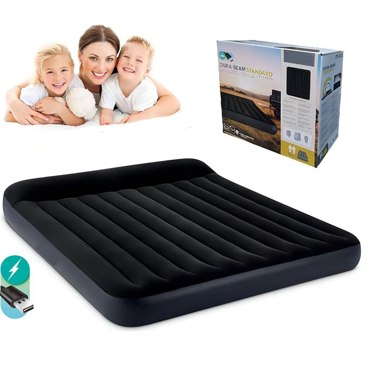 GENERICO - Colchón Cama Hinchable Electrico Almohada Color Negro