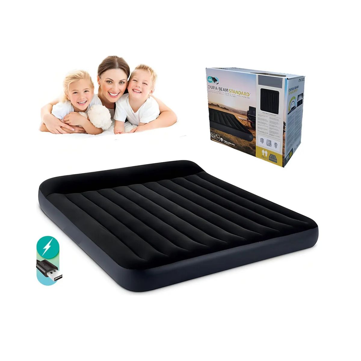 GENERICO - Colchón Cama Hinchable Electrico Almohada Color Negro