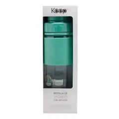 KEEP - Botella De Vidrio Con Infusor Té Hierbas 410ml Color Verde