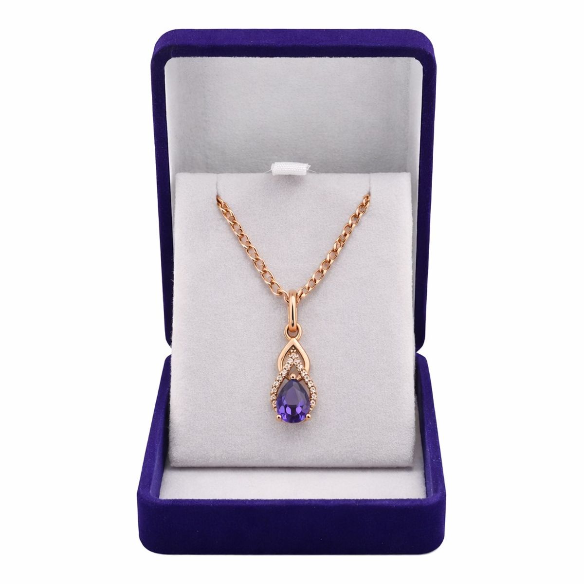 TODOJOYAS - Collar Gota Cristal Morado y Circones Dorado Rosa