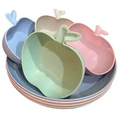 GENERICO - Set Vajilla 8 Piezas Pastel Ecológica Platos + Vasos + Bowls Resistente Hogar multicolor
