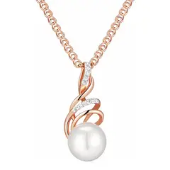 TODOJOYAS - Collar Espiral Perla y Circones Dorado Rosa