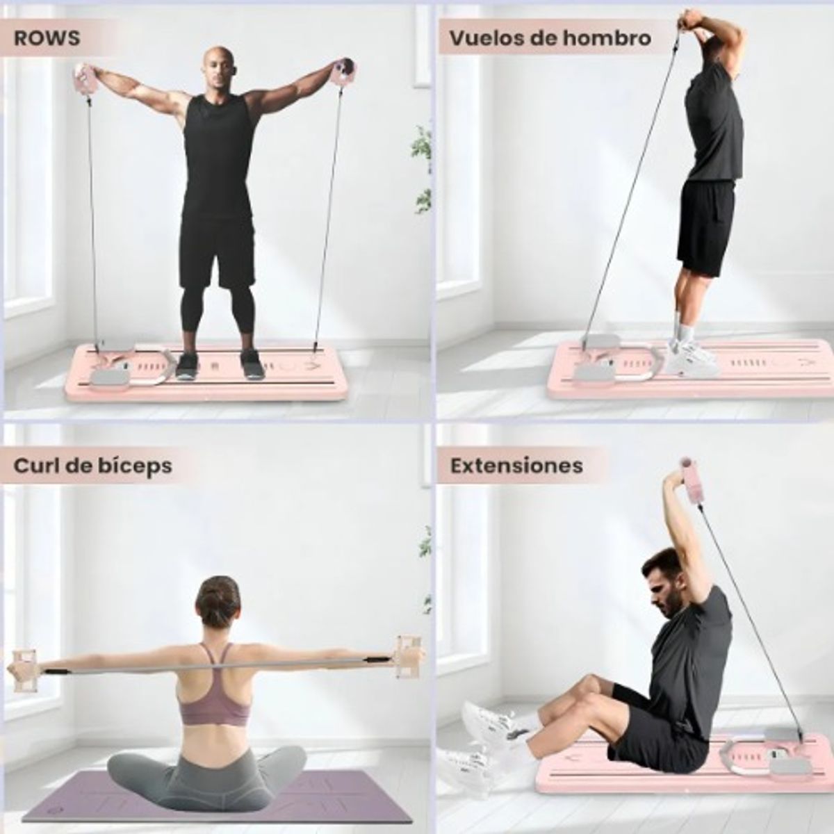 GENERICO - Tabla De Entrenamiento Fitness Multifuncional 6 En 1 Color Rosa