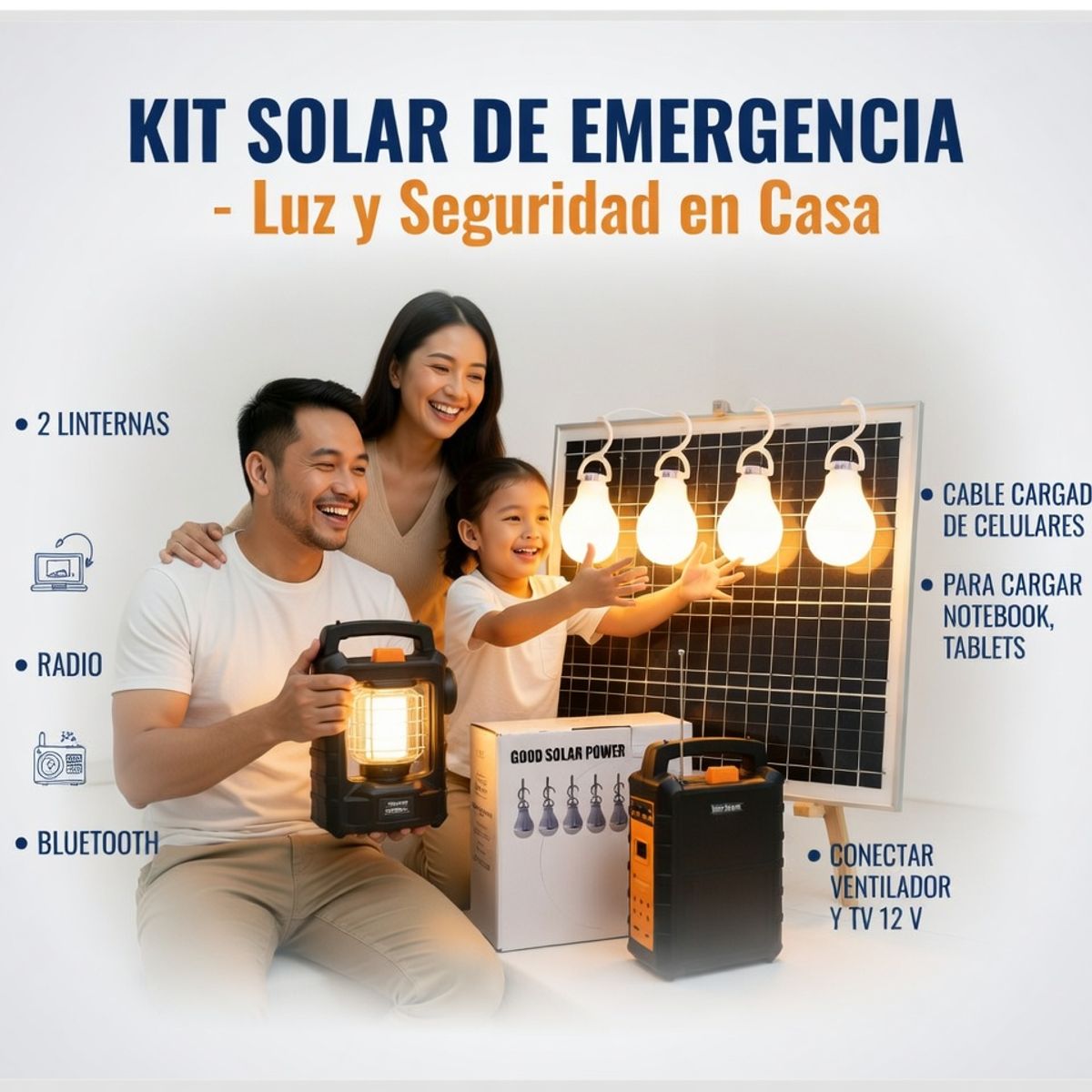 MOVI - Carga Kit Solar, Carga Notebook, Celular, Conecta TV
