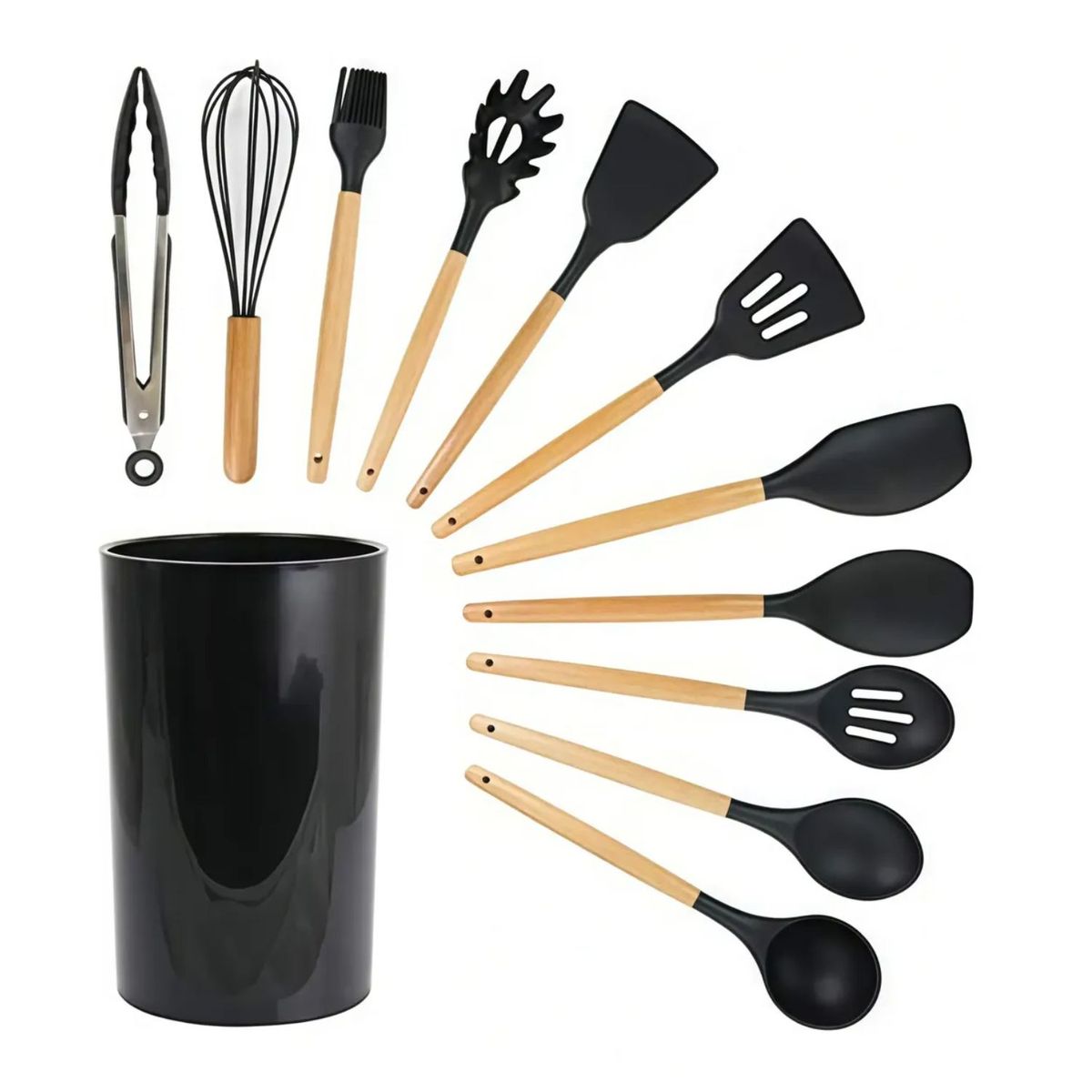 GENERICO - Set Utensilios Cocina Juego De 12 Piezas En Silicona Negro