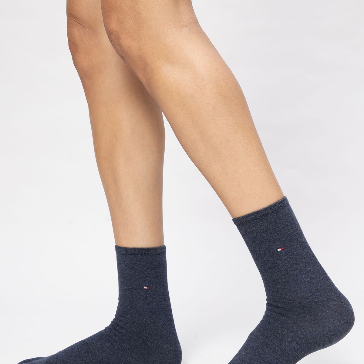 TOMMY HILFIGER - Pack De 2 Calcetines Con Logo Bordado Azul Tommy Hilfiger