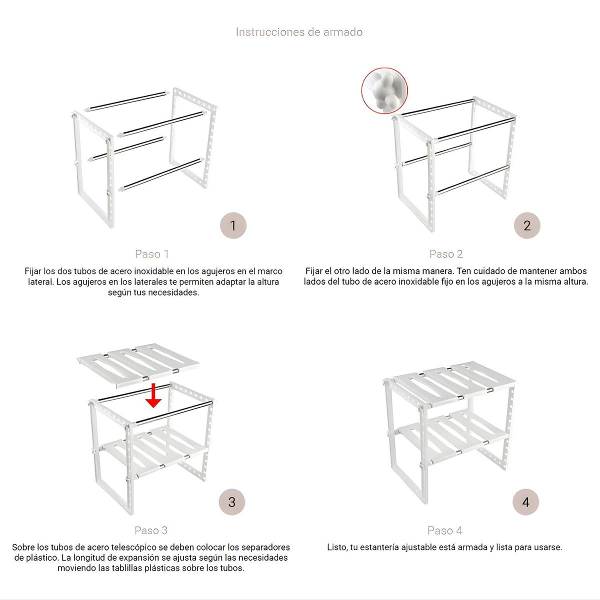 GENERICO - Organizador Estante Para Cocina Lavaplato Ajustable Blanco