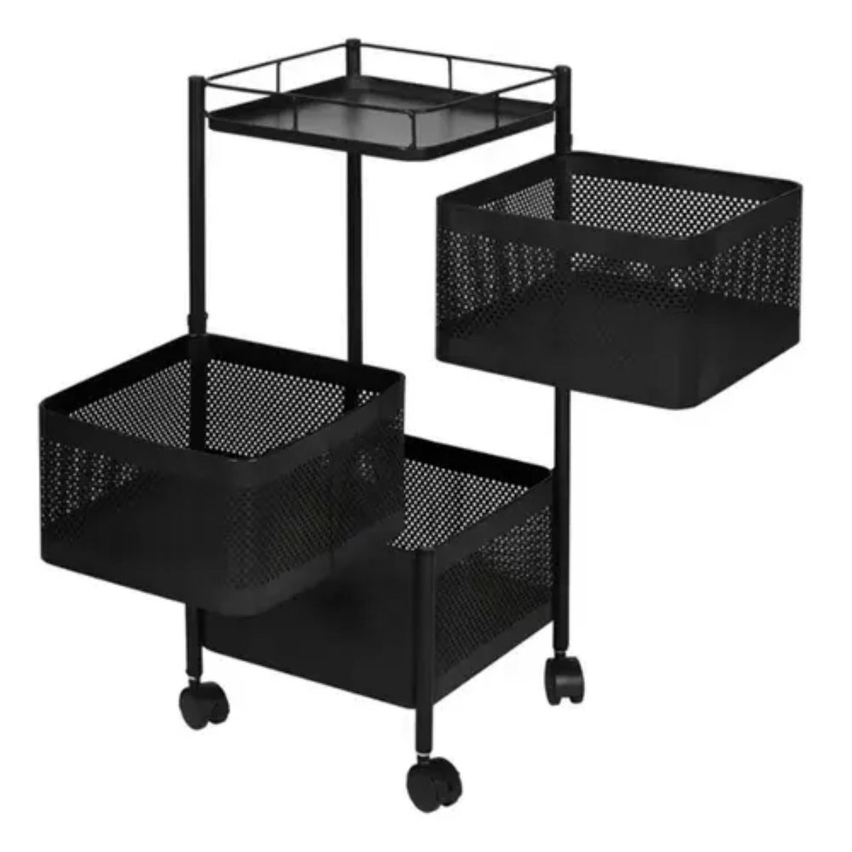 GENERICO - Organizador De Cocina Metálico 3 Niveles Giratorio Con Rueda