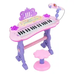 GENERICO - Teclado Piano Musical Con Microfono Y Silla Para Niños Con Luces Y Sonido