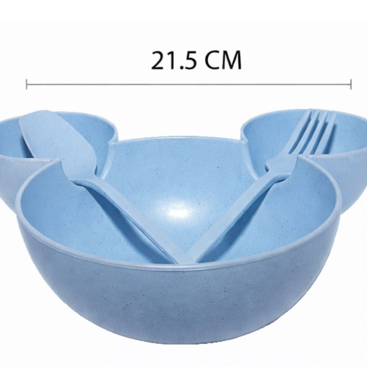 GENERICO - Plato Bowl Bebé Celeste con Divisiones + Cubiertos Set Infantil Antigolpes