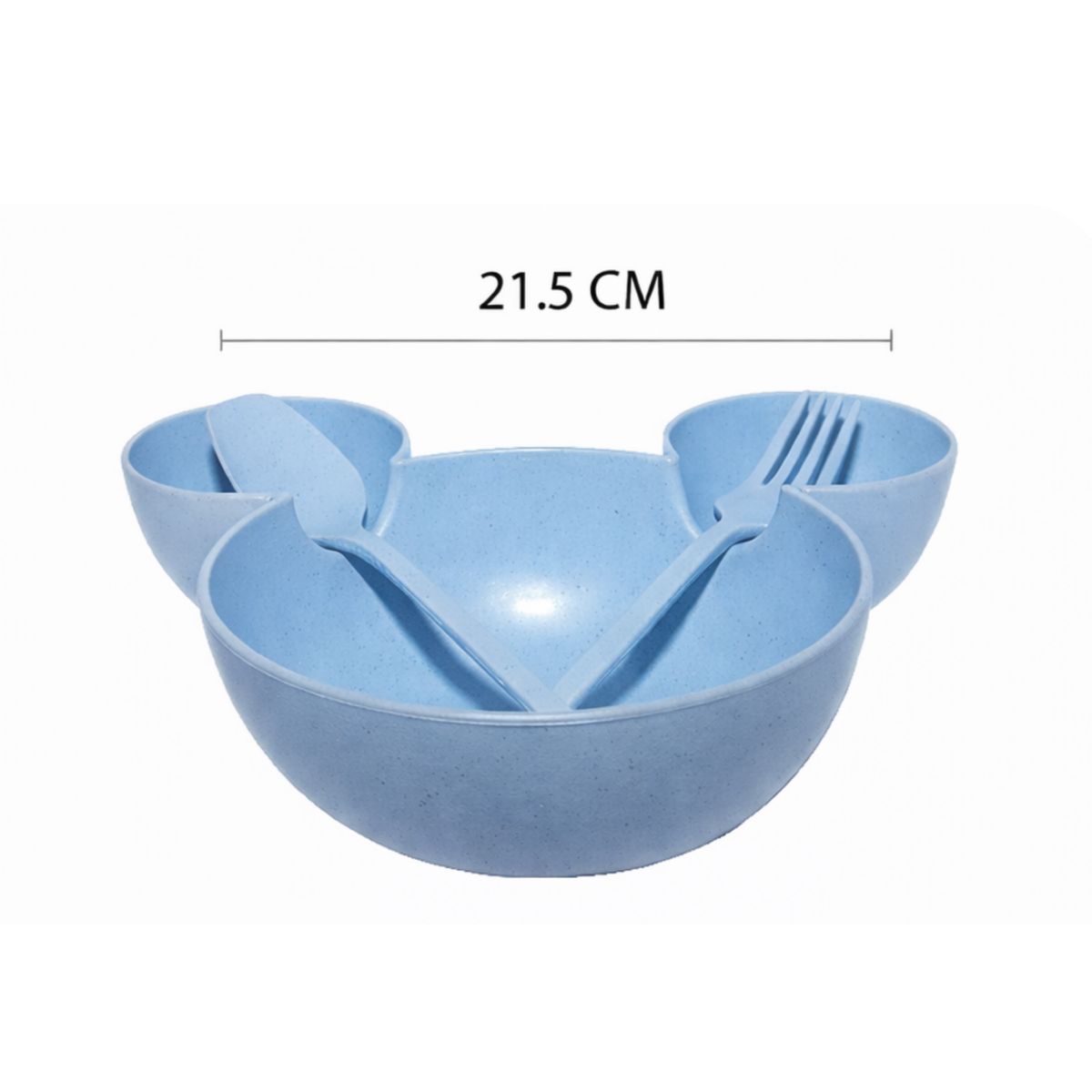 GENERICO - Plato Bowl Bebé Celeste con Divisiones + Cubiertos Set Infantil Antigolpes