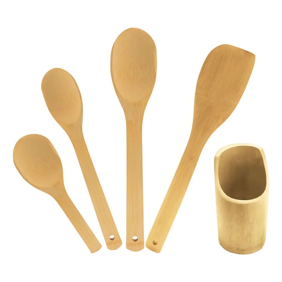 GENERICO - Set 4 Utensilios De Cocina Cucharas Madera