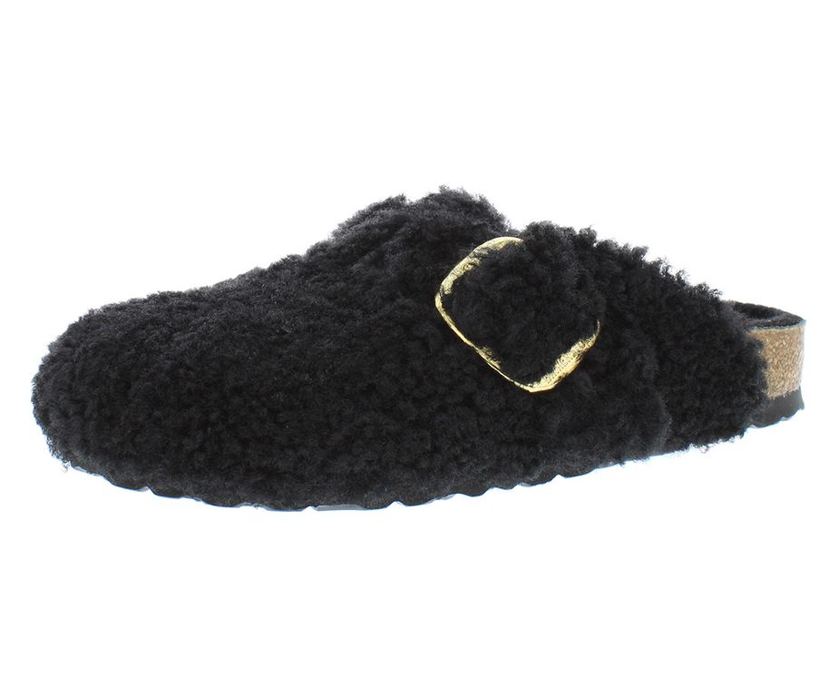 Zuecos Boston Big Buckle Teddy Rivet logo OS Shearling Fur Narrow