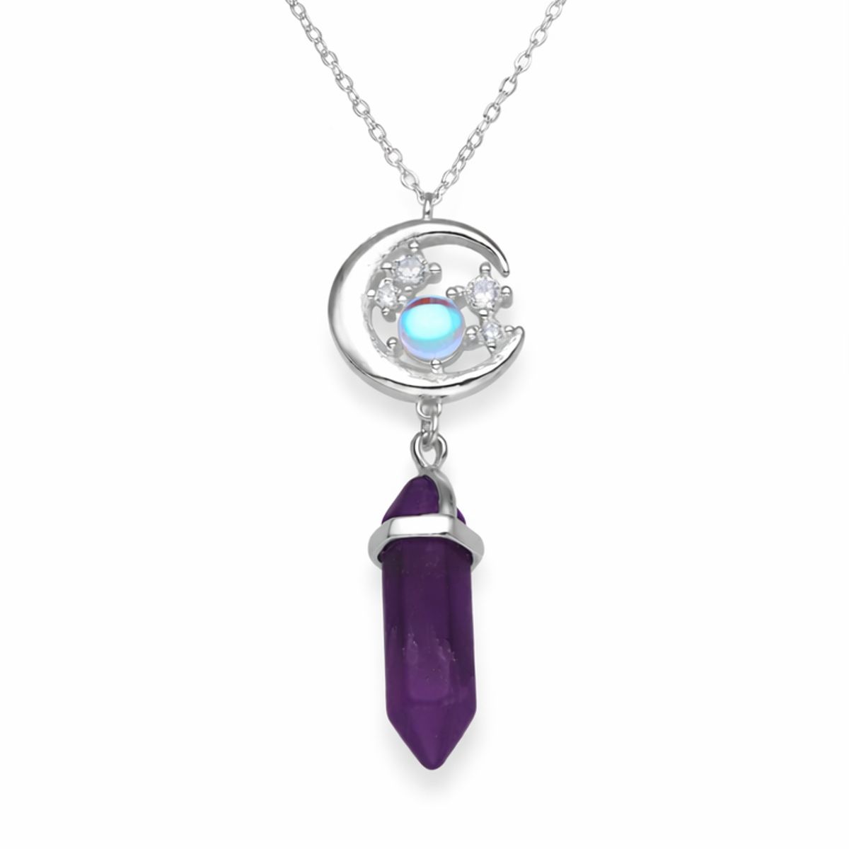 VOUSEZ - Collar plata 925 amatista piedra luna mujer joya