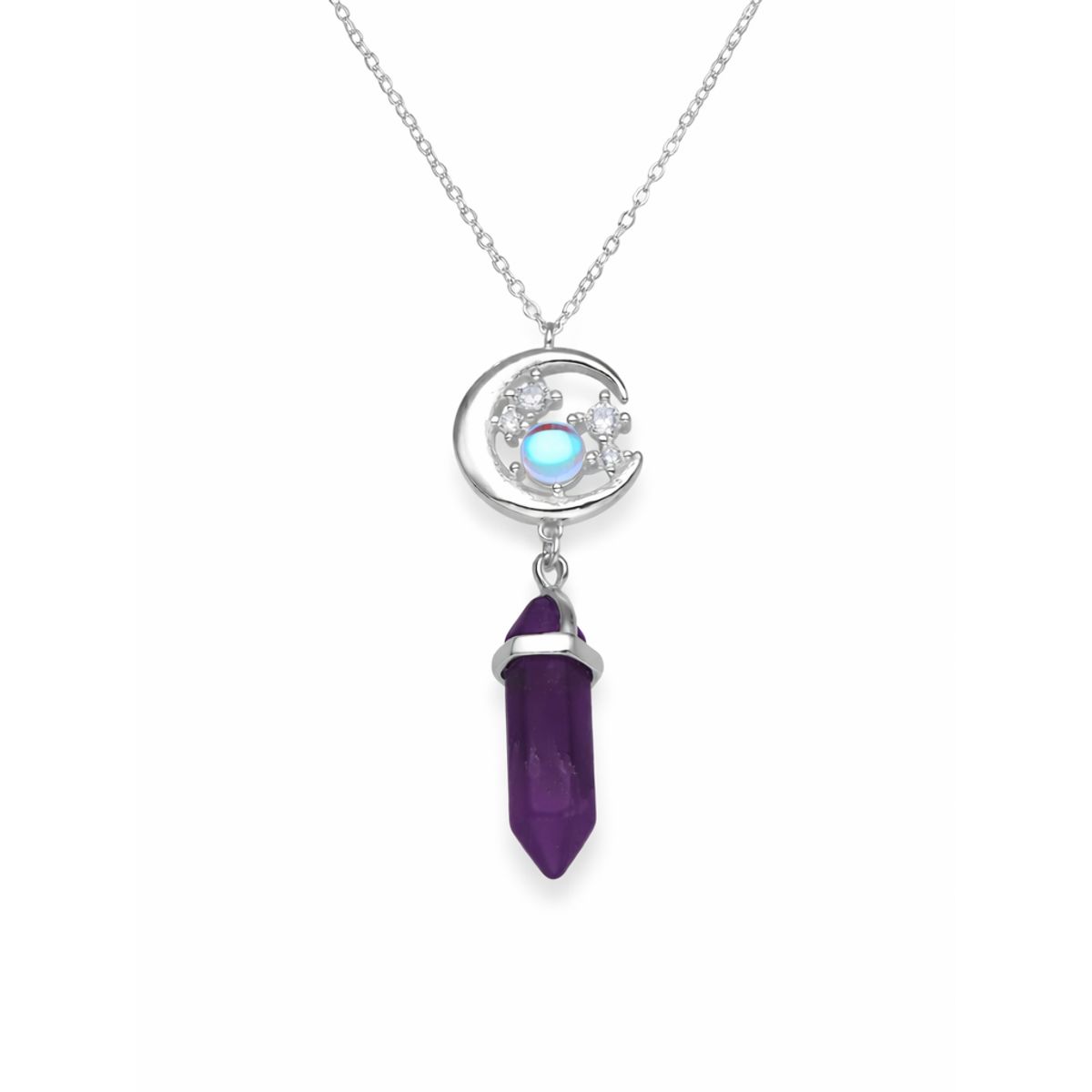 VOUSEZ - Collar plata 925 amatista piedra luna mujer joya