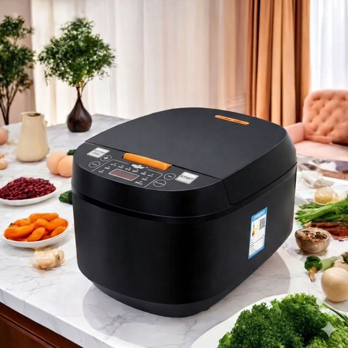 MOVI - Olla Arrocera Eléctrica Inteligente 5L 900W LED Cocción 3D con Menús Automáticos