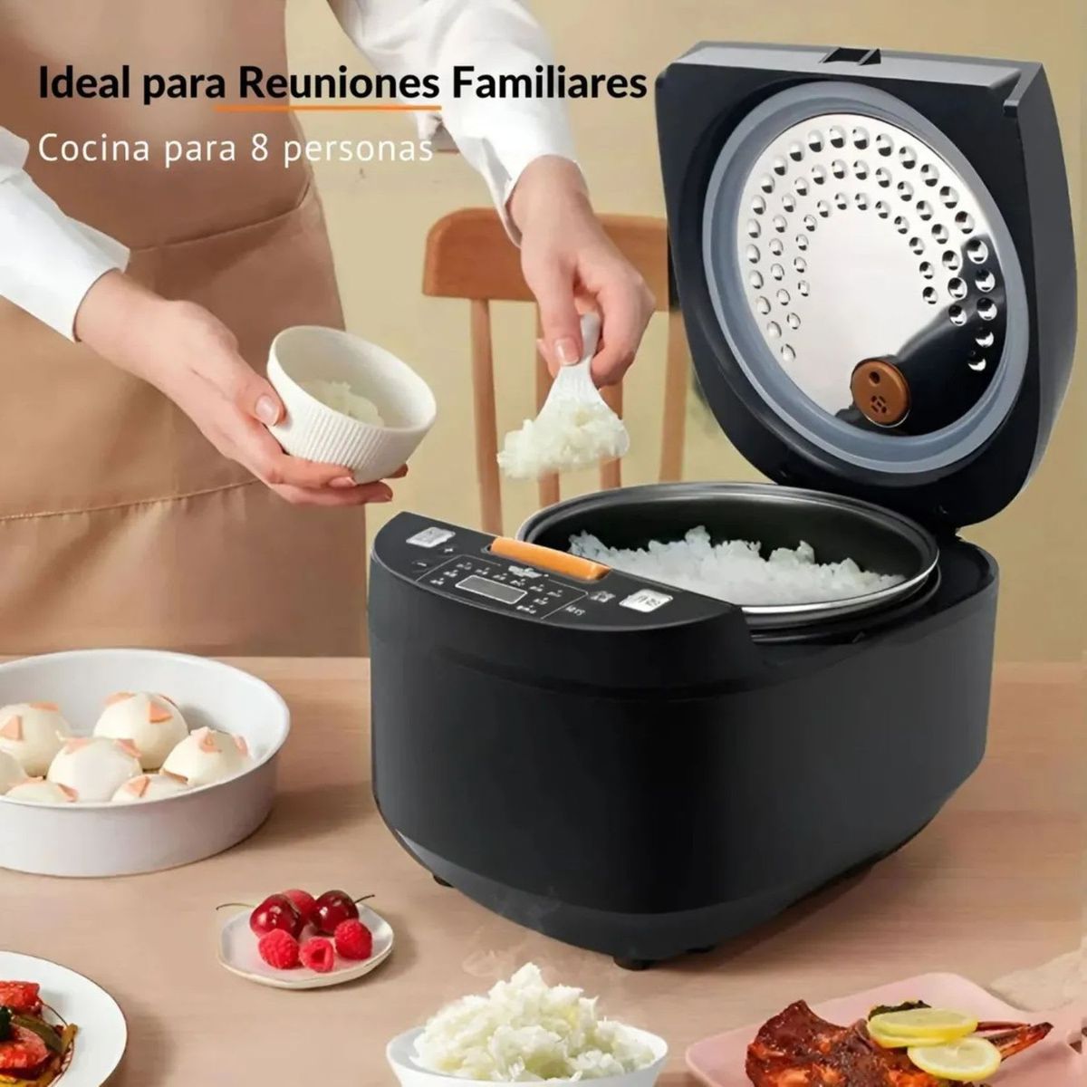 MOVI - Olla Arrocera Eléctrica Inteligente 5L 900W LED Cocción 3D con Menús Automáticos