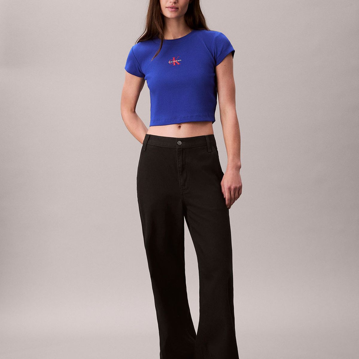 CALVIN KLEIN - Polera con Tejido Acanalado Azul Calvin Klein