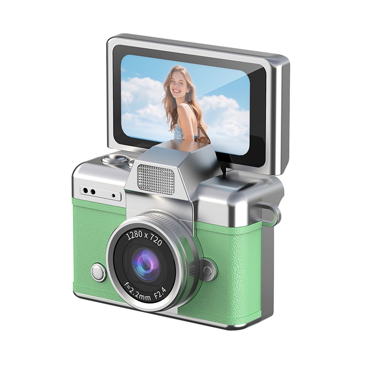 RENVMEXY - Cámara Mini infantil 720P, pantalla abatible, portátil como collar, regalo ideal