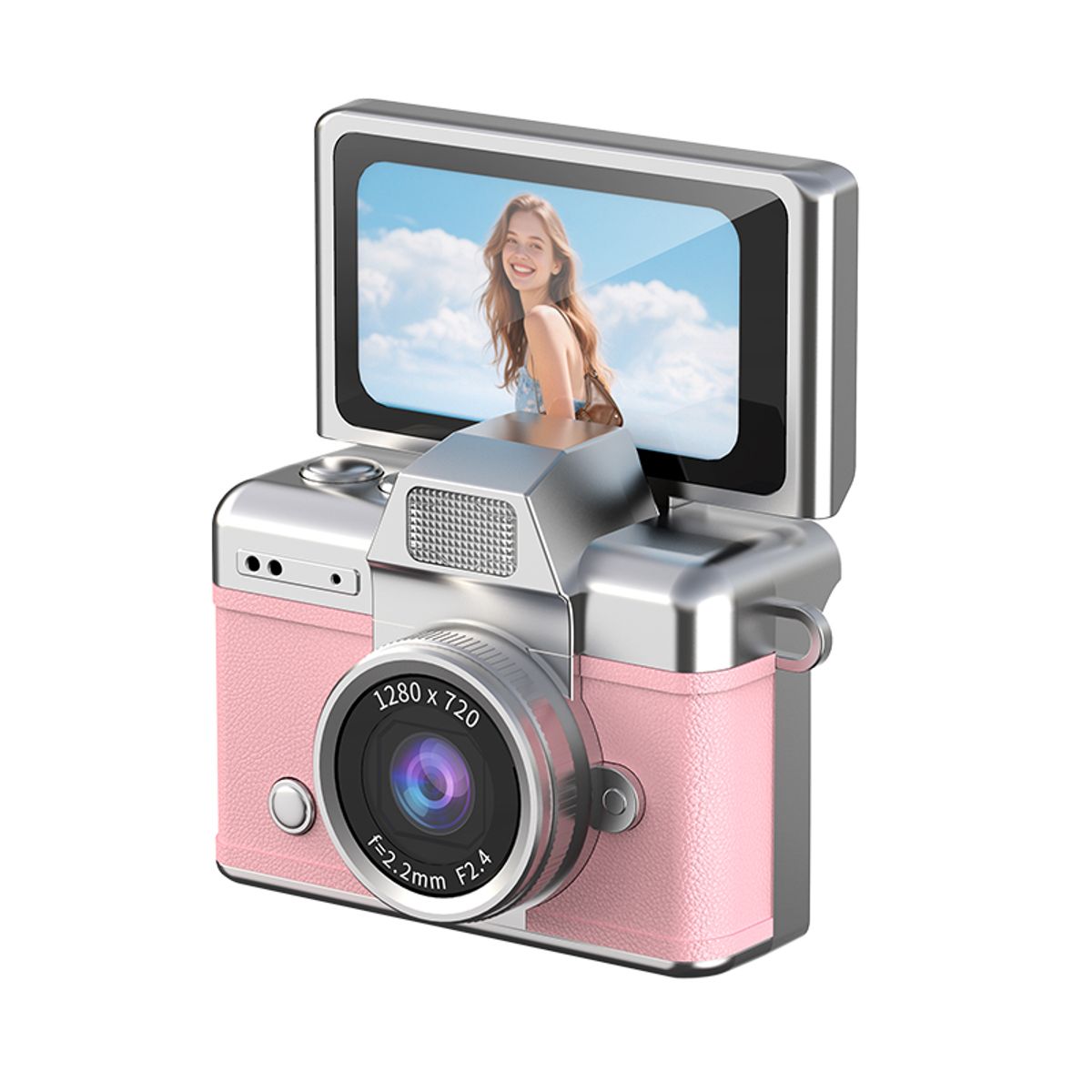 RENVMEXY - Cámara Mini infantil 720P, pantalla abatible, portátil como collar, regalo ideal
