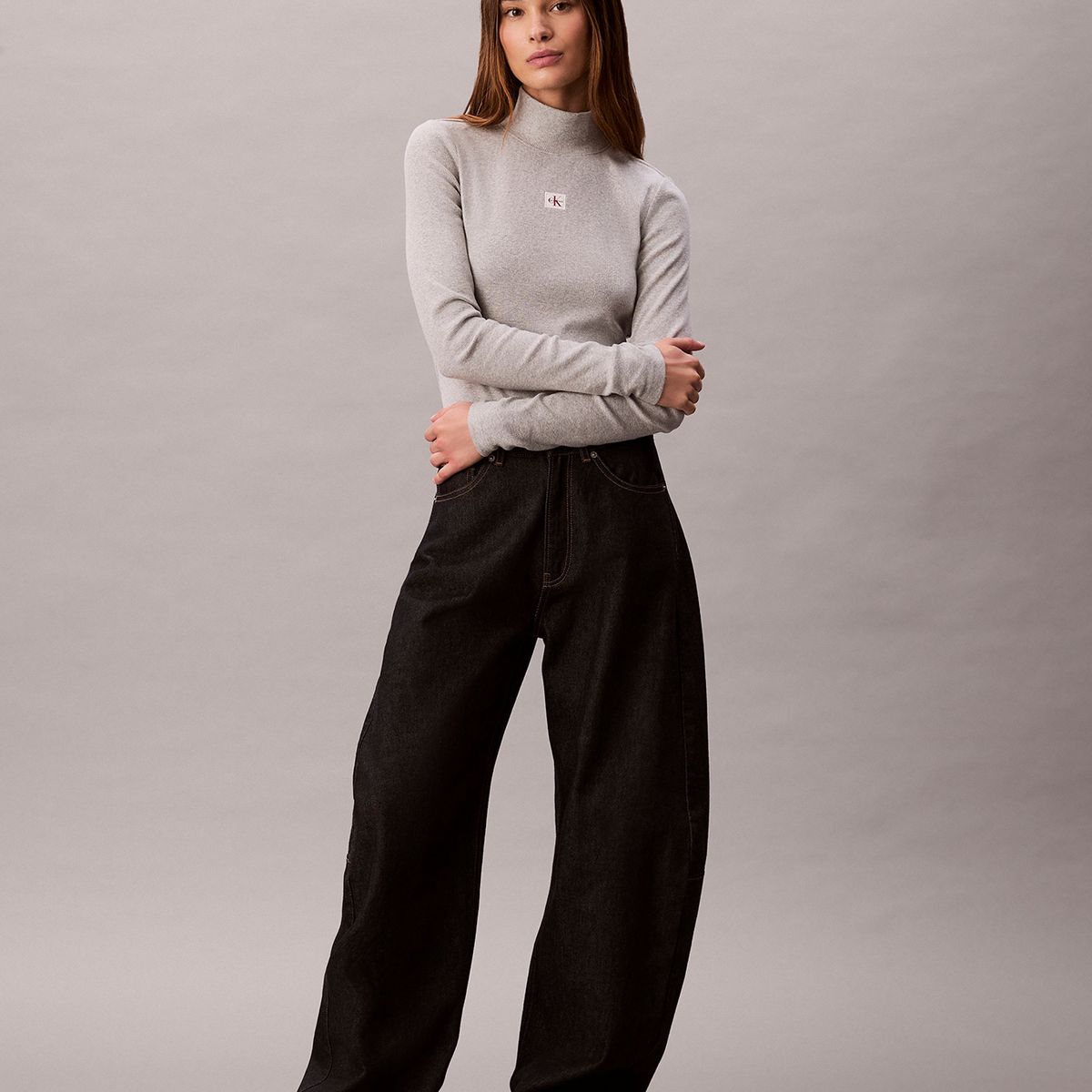 CALVIN KLEIN - Polera Manga Larga con Cuello Tortuga Gris Calvin Klein