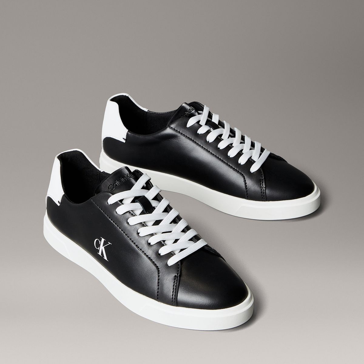 CALVIN KLEIN - Zapatillas de Cuero con Logo Negro Calvin Klein