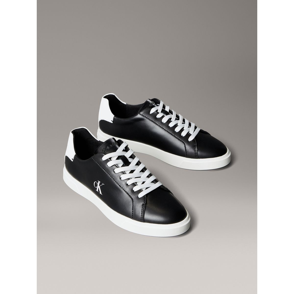 CALVIN KLEIN - Zapatillas de Cuero con Logo Negro Calvin Klein