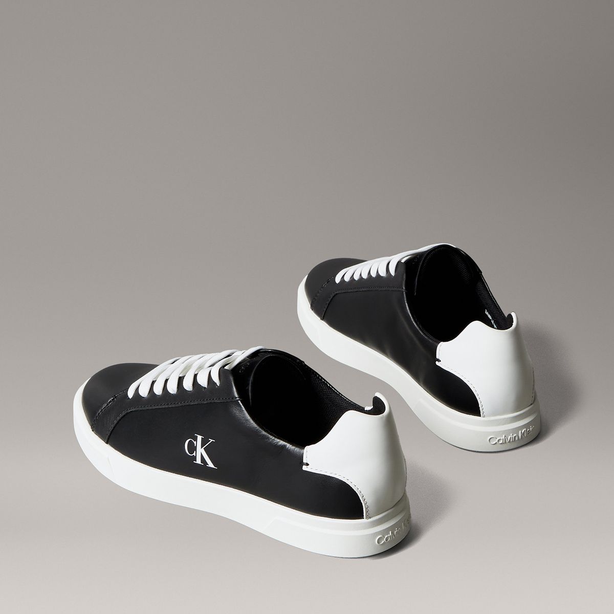 CALVIN KLEIN - Zapatillas de Cuero con Logo Negro Calvin Klein
