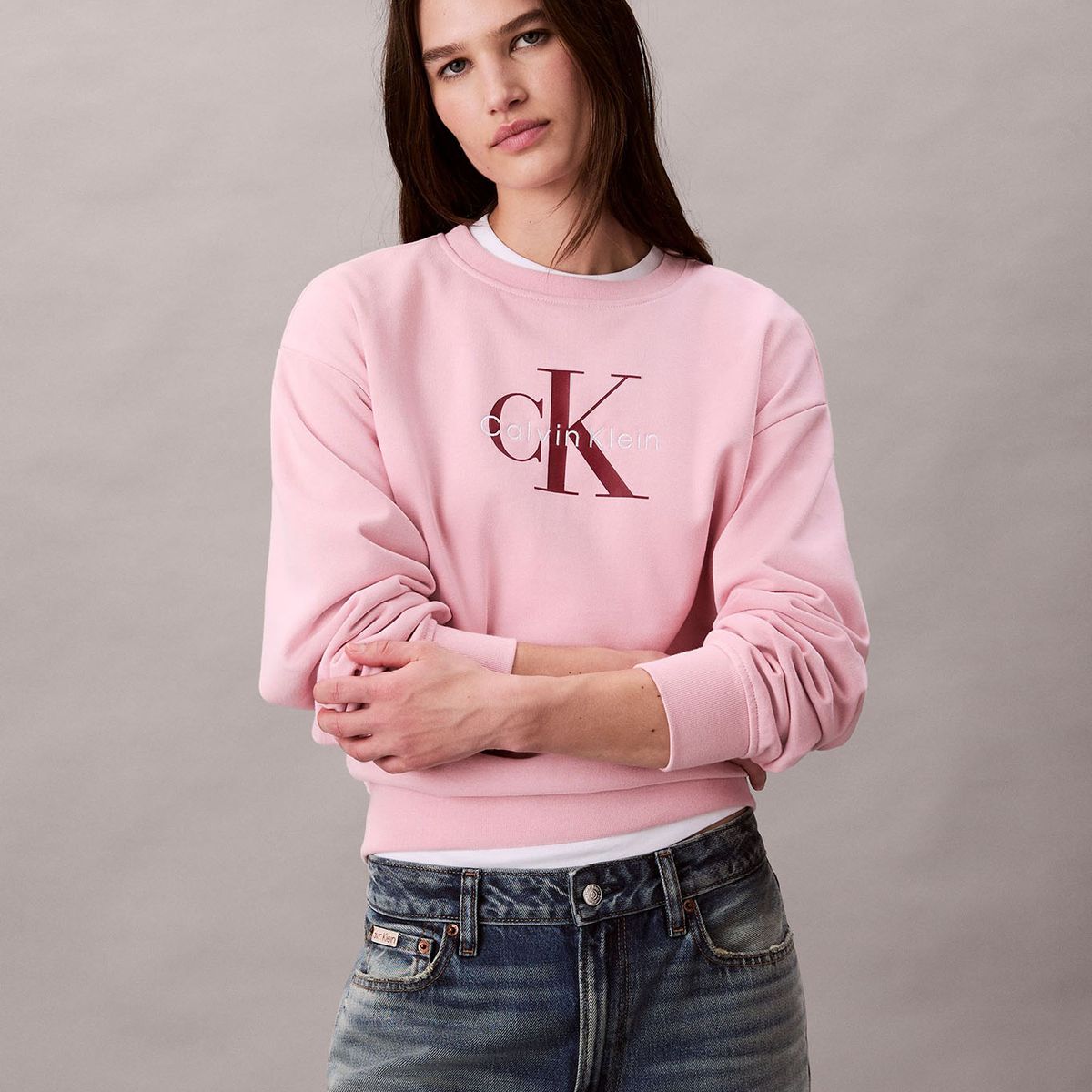 CALVIN KLEIN - Polerón Relaxed con Logo Estampado Rosado Calvin Klein