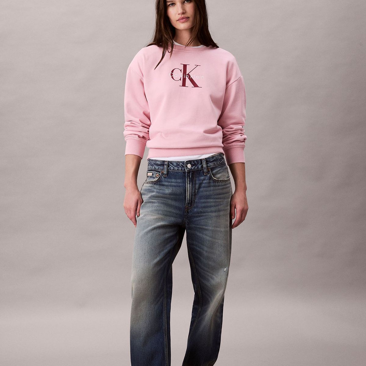 CALVIN KLEIN - Polerón Relaxed con Logo Estampado Rosado Calvin Klein