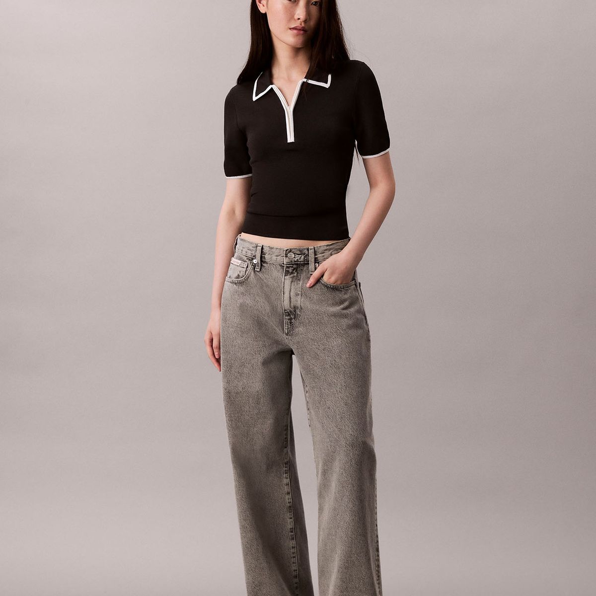 CALVIN KLEIN - Polo con Bordes en Contraste Negro Calvin Klein