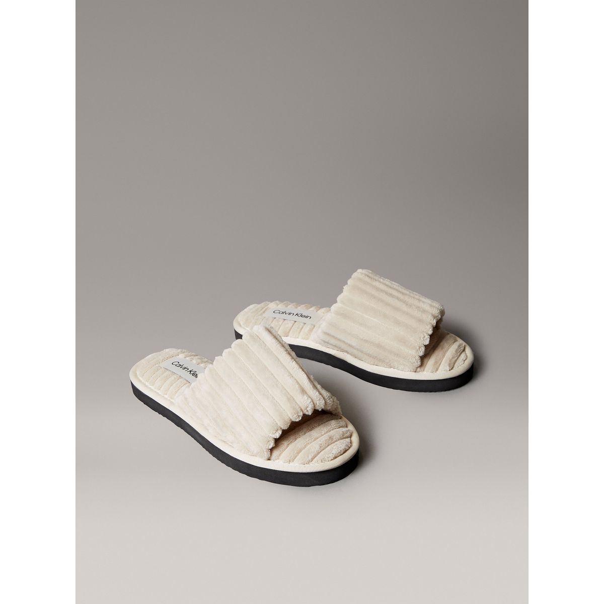 CALVIN KLEIN - Pantuflas Estilo Corduroy Beige Calvin Klein