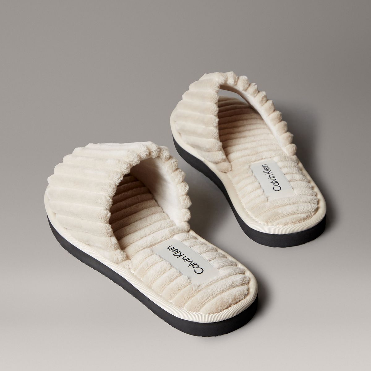 CALVIN KLEIN - Pantuflas Estilo Corduroy Beige Calvin Klein