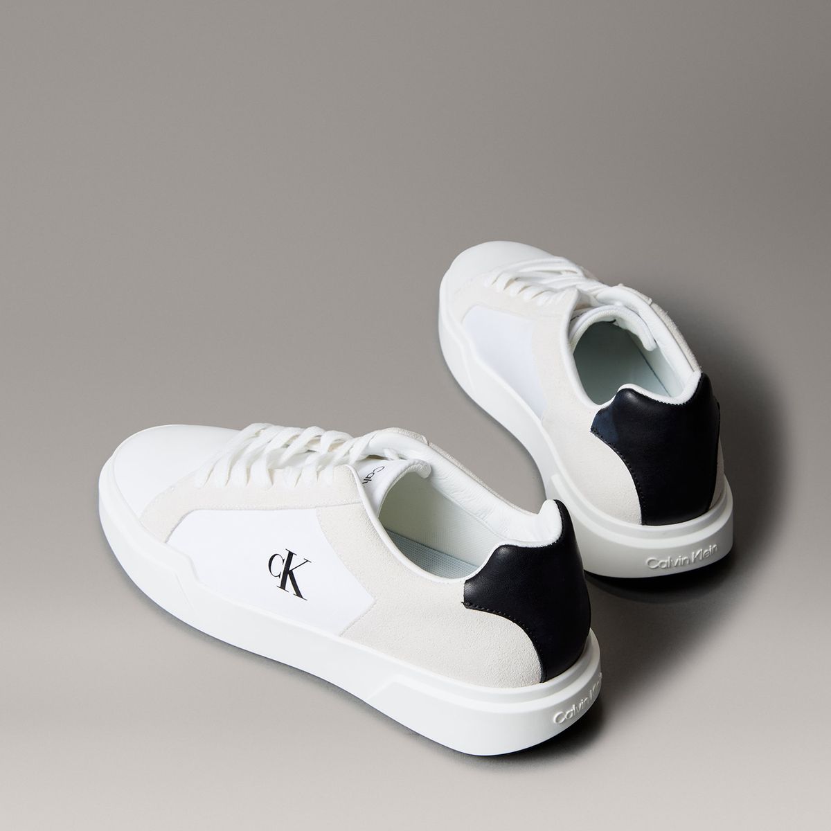 CALVIN KLEIN - Zapatillas de Cuero con Suela Gruesa Blanco Calvin Klein