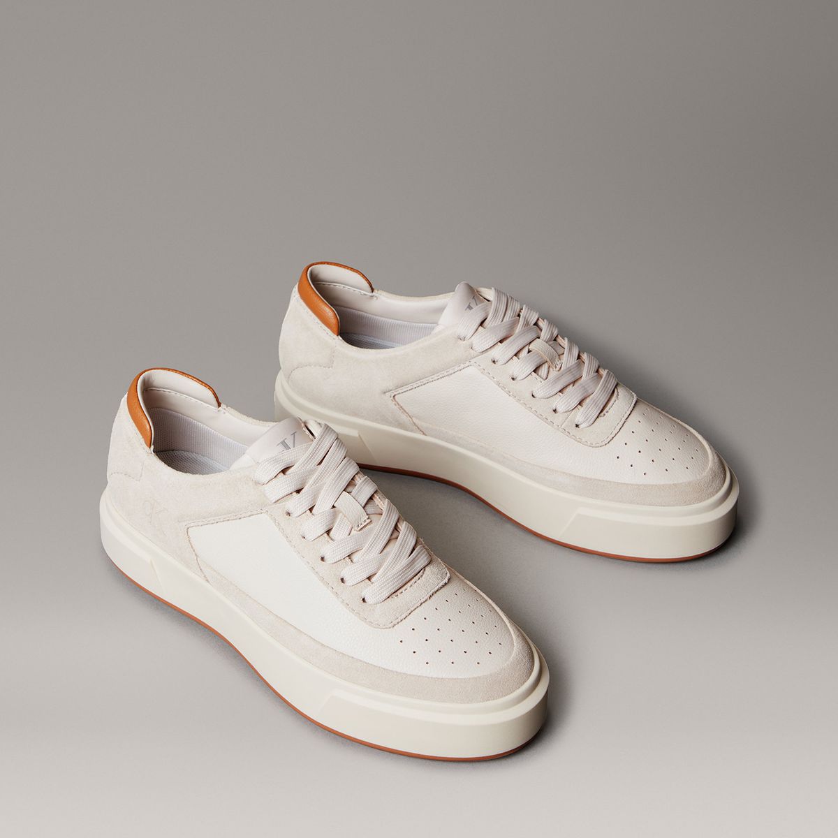 CALVIN KLEIN - Zapatillas Basket de Cuero Beige Calvin Klein