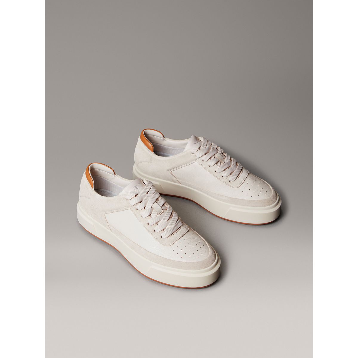 CALVIN KLEIN - Zapatillas Basket de Cuero Beige Calvin Klein