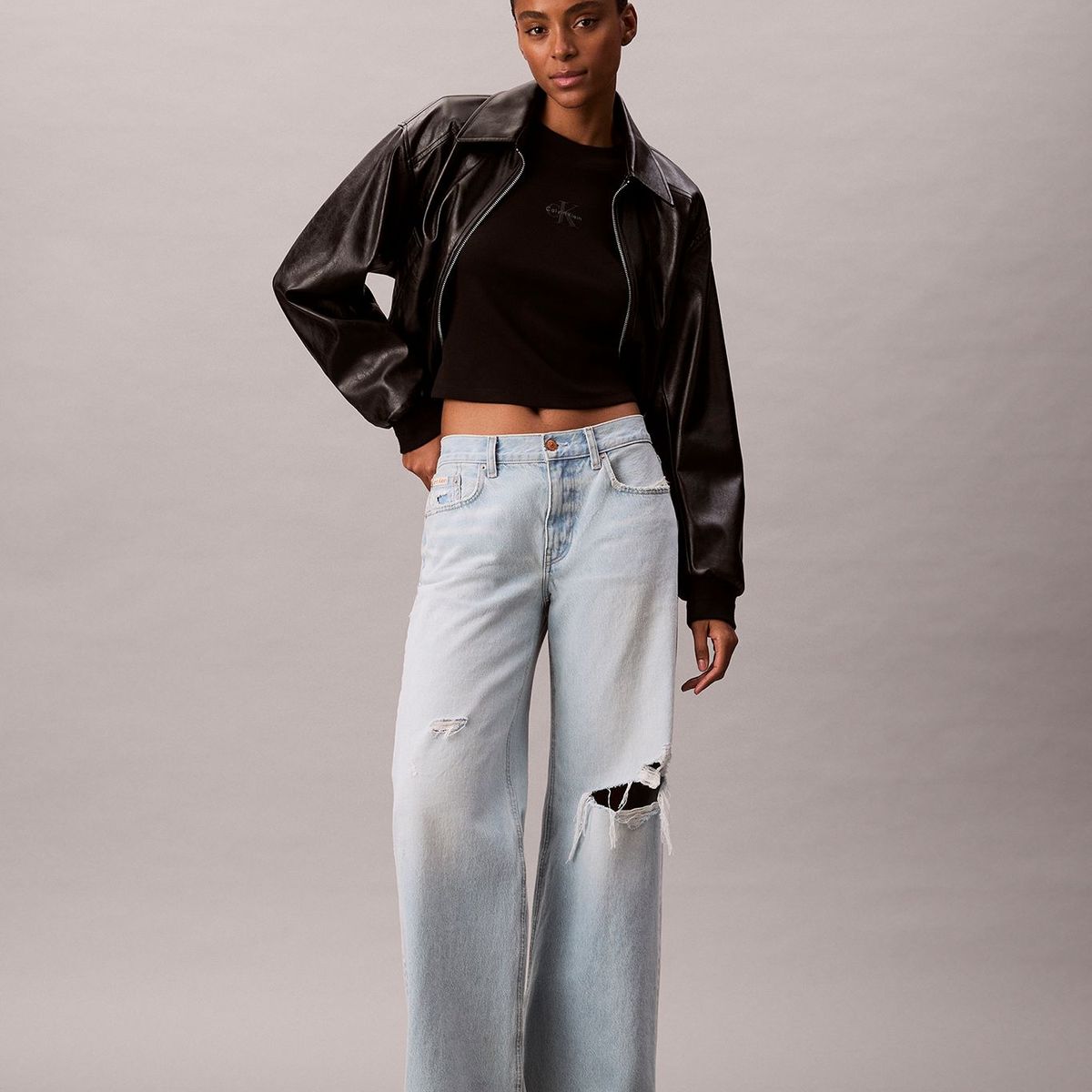 CALVIN KLEIN - Polera Manga Larga Baby Tee Negro Calvin Klein