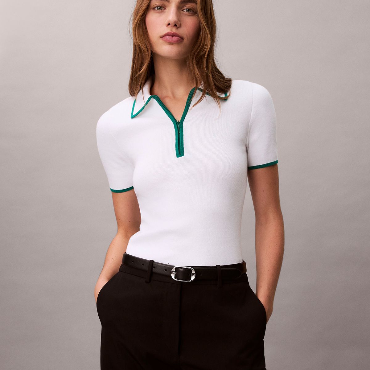 CALVIN KLEIN - Polo con Bordes en Contraste Blanco Calvin Klein