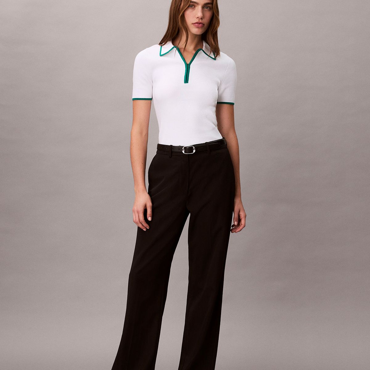 CALVIN KLEIN - Polo con Bordes en Contraste Blanco Calvin Klein